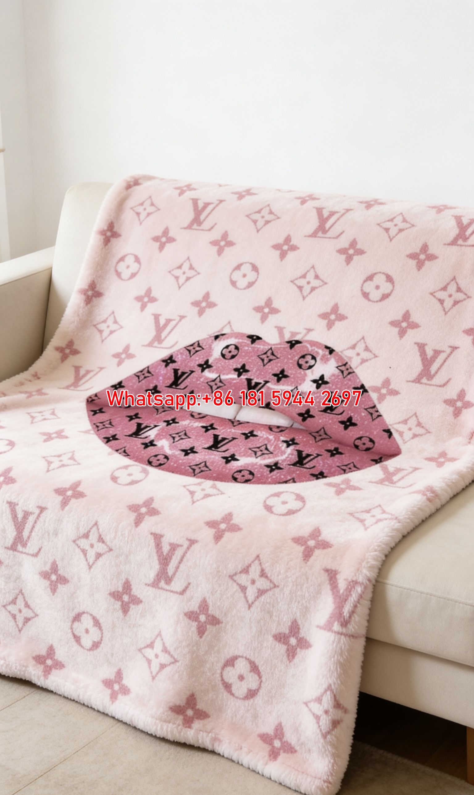 Pink LV Lips Throw IMG_3166